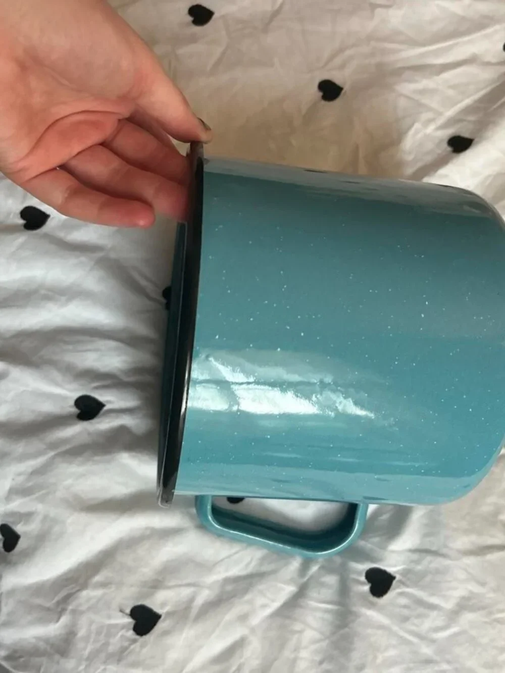 Large Turquoise Enamelware Mug